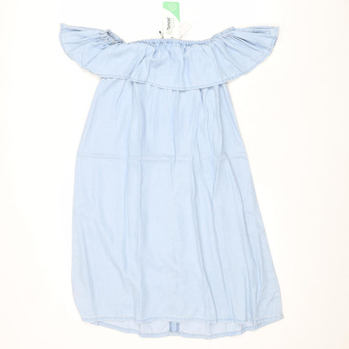 George Womens Blue Lyocell A-Line Size 10 Off the Shoulder Pullover