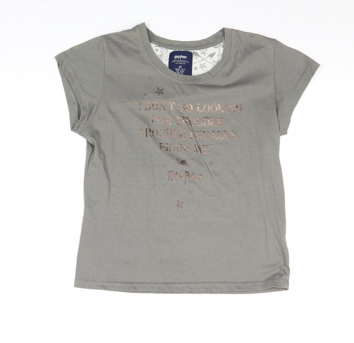 Primark Womens Grey Polyester Basic T-Shirt Size M Round Neck