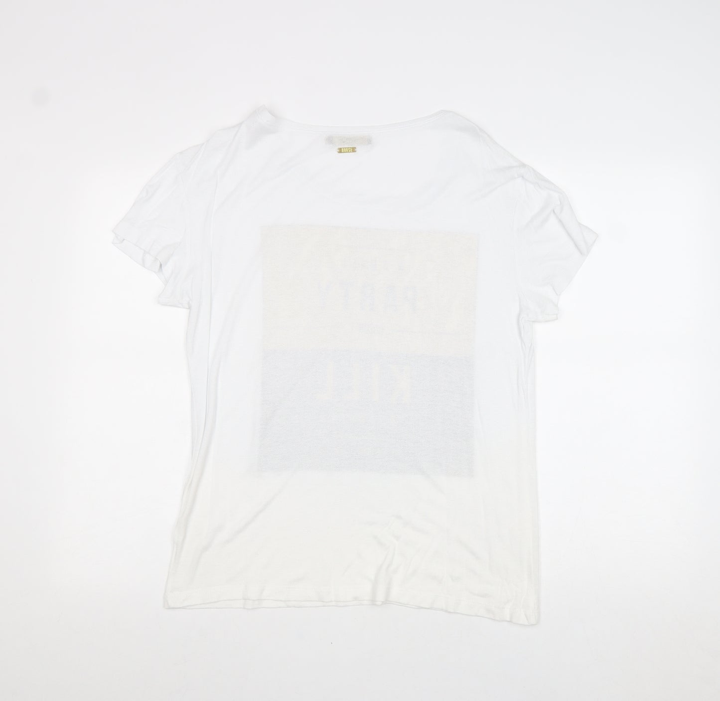 House Womens White Polyester Basic Tank Size L Round Neck - A Small Party Doesn't Kill Anybody