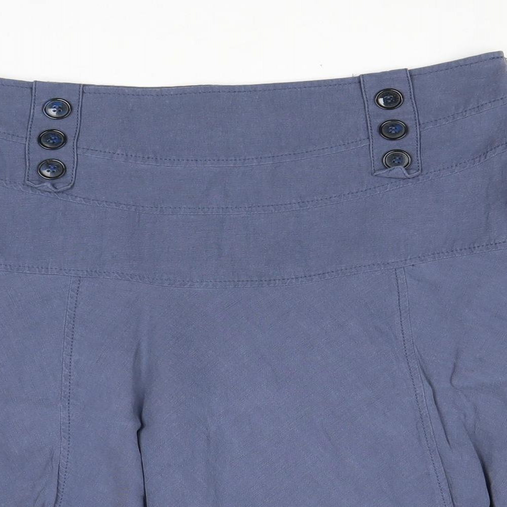 Autograph Womens Blue Silk A-Line Skirt Size 12 Zip