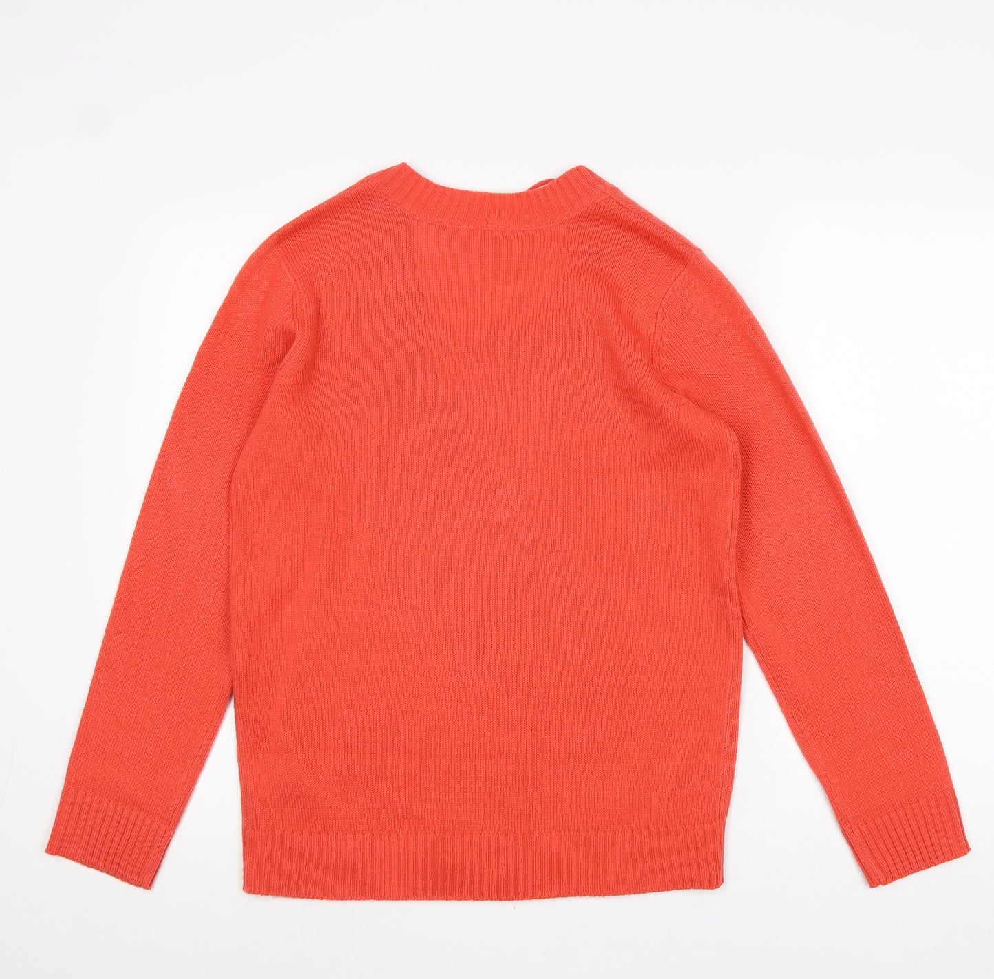 BPC Womens Red V-Neck Acrylic Pullover Jumper Size 12 - Size 12-14