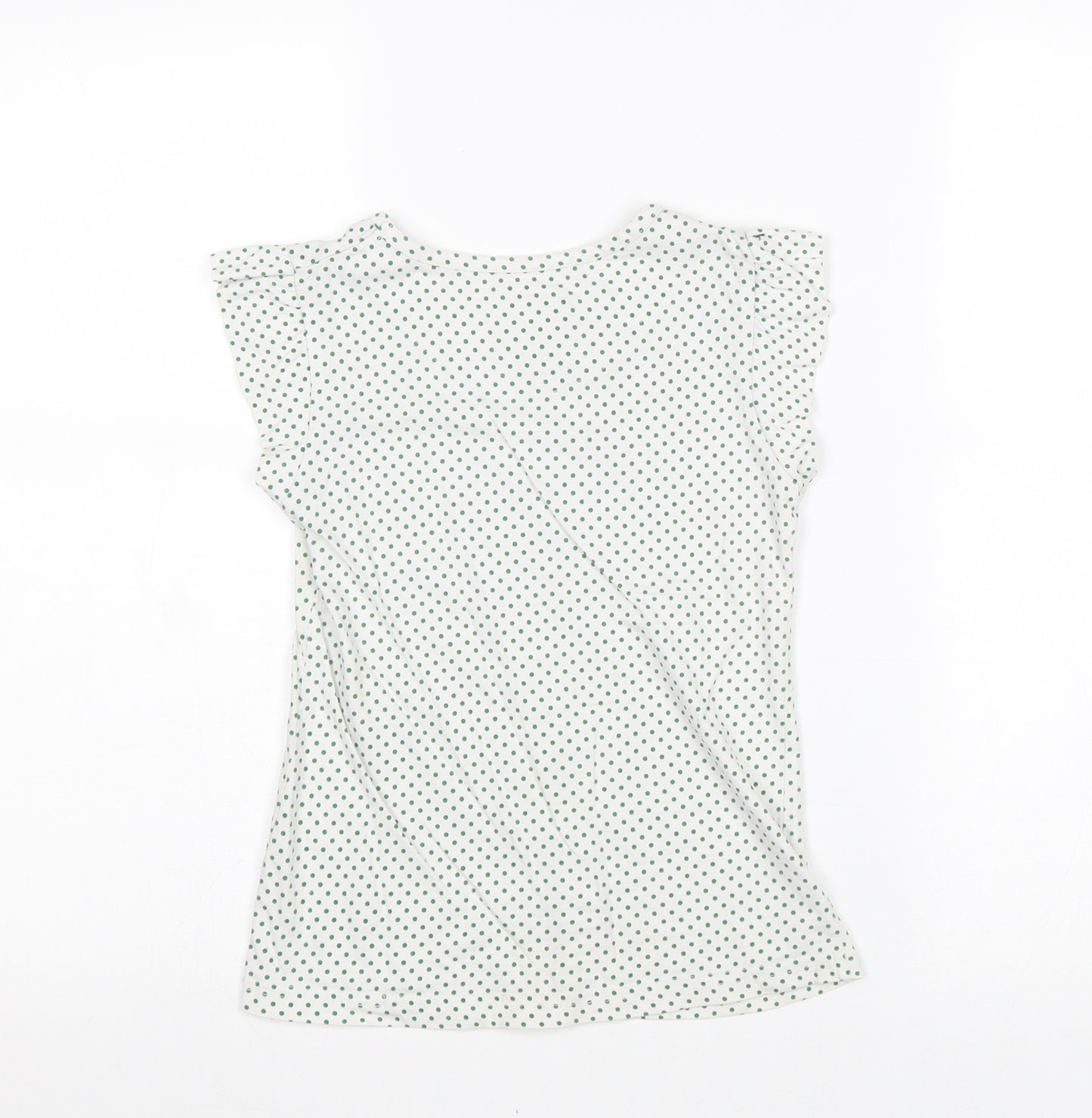 Preworn Girls White Geometric 100% Cotton Basic T-Shirt Size 5-6 Years Round Neck Pullover - Ireland Heart