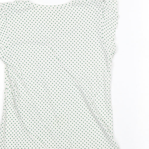 Preworn Girls White Geometric 100% Cotton Basic T-Shirt Size 5-6 Years Round Neck Pullover - Ireland Heart