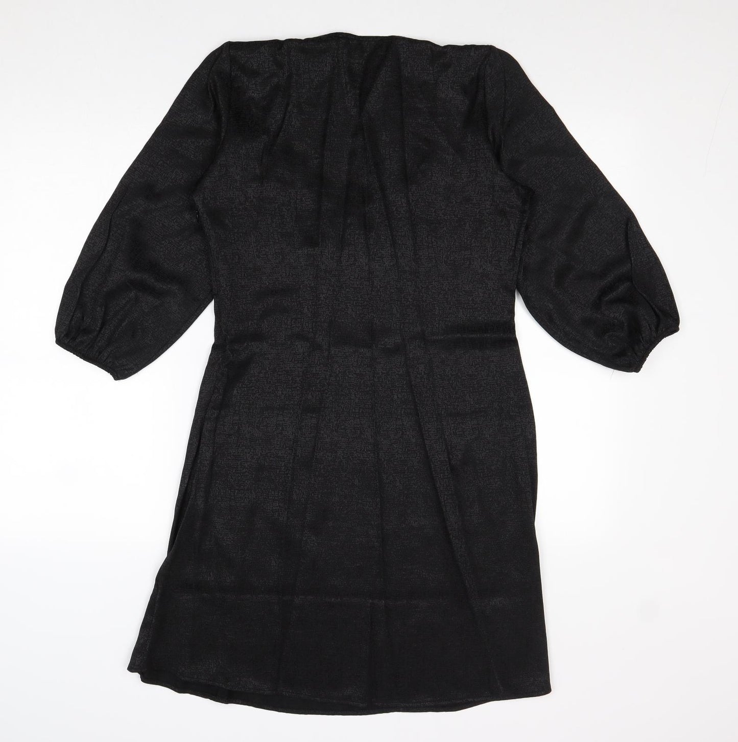 NEXT Womens Black Geometric Viscose A-Line Size 10 Sweetheart Zip