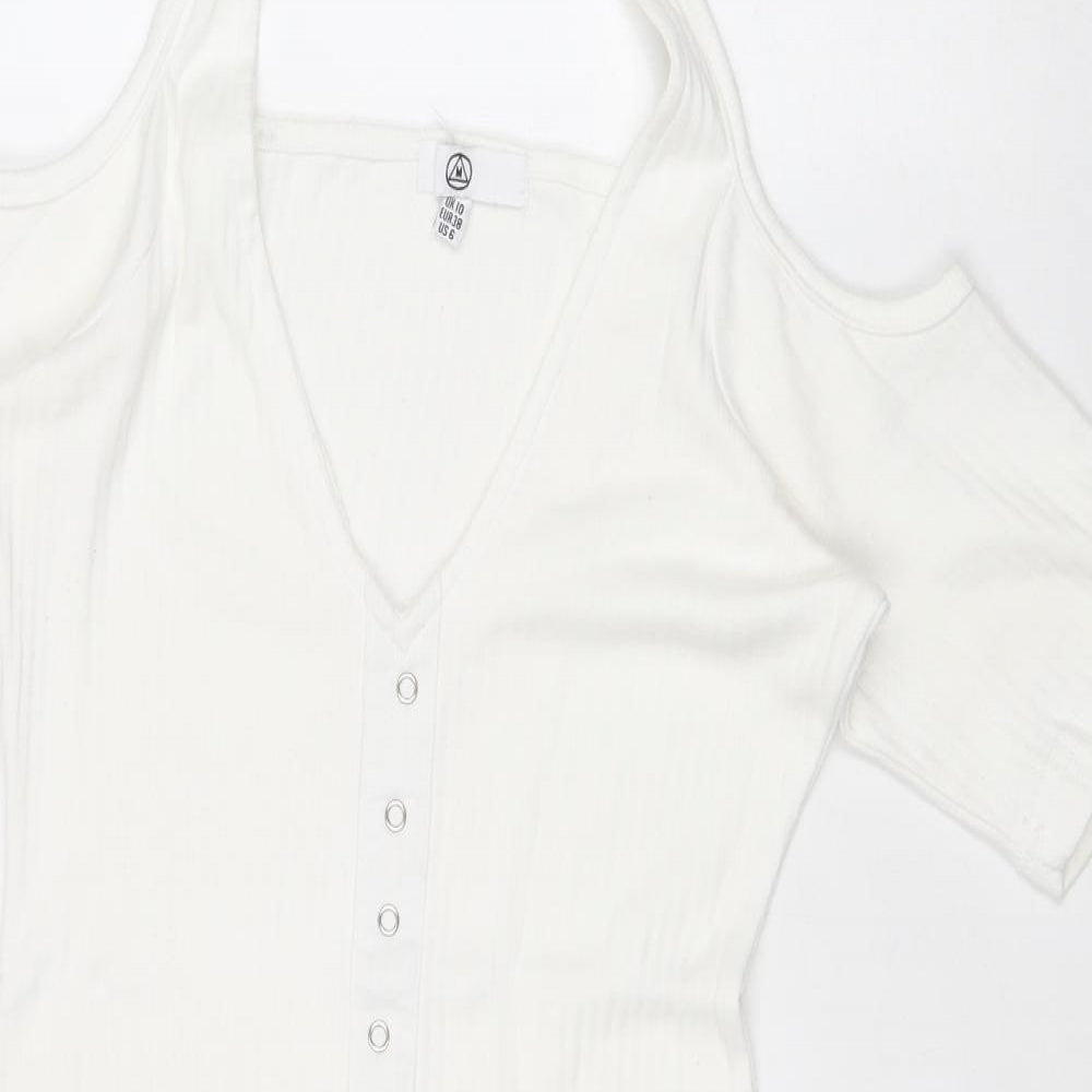 Missguided Womens White Polyester Shift Size 10 Halter Pullover - Cold Shoulder