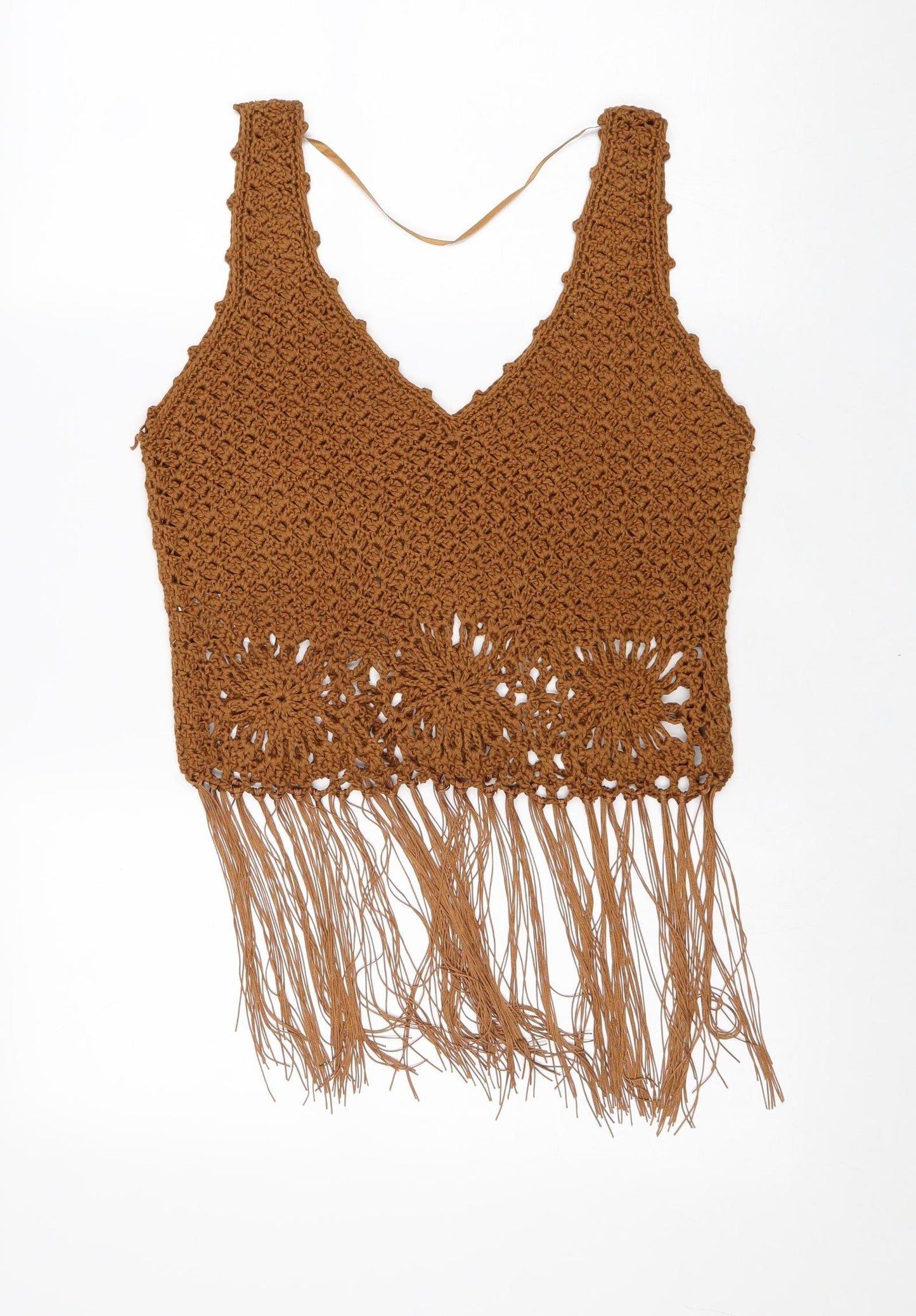 Atmosphere Womens Brown Acrylic Basic Tank Size M V-Neck