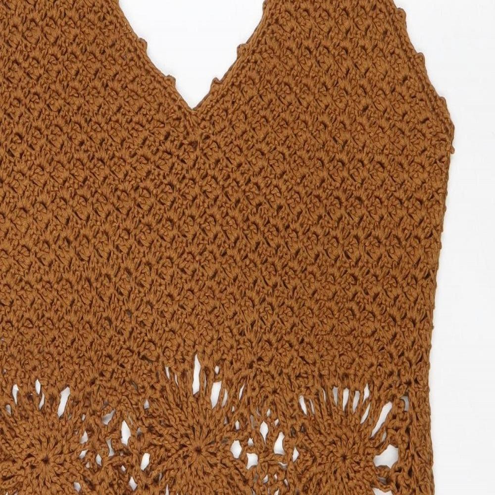 Atmosphere Womens Brown Acrylic Basic Tank Size M V-Neck