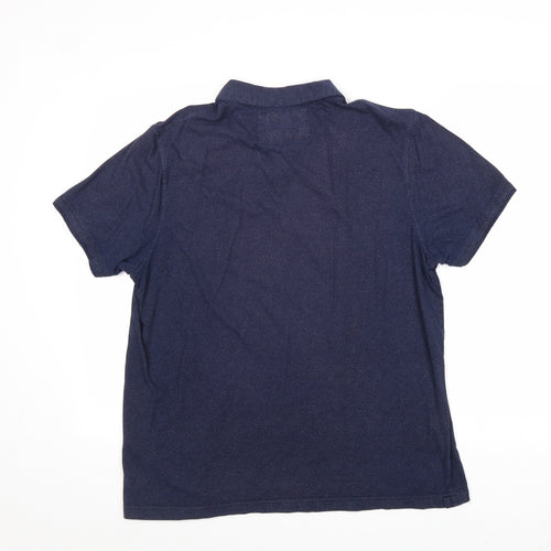 RJR.John Rocha Mens Blue Geometric 100% Cotton Polo Size L Collared Button
