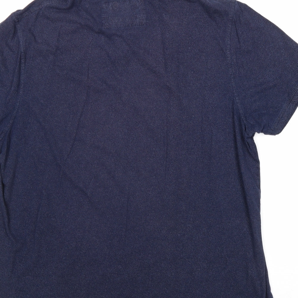 RJR.John Rocha Mens Blue Geometric 100% Cotton Polo Size L Collared Button