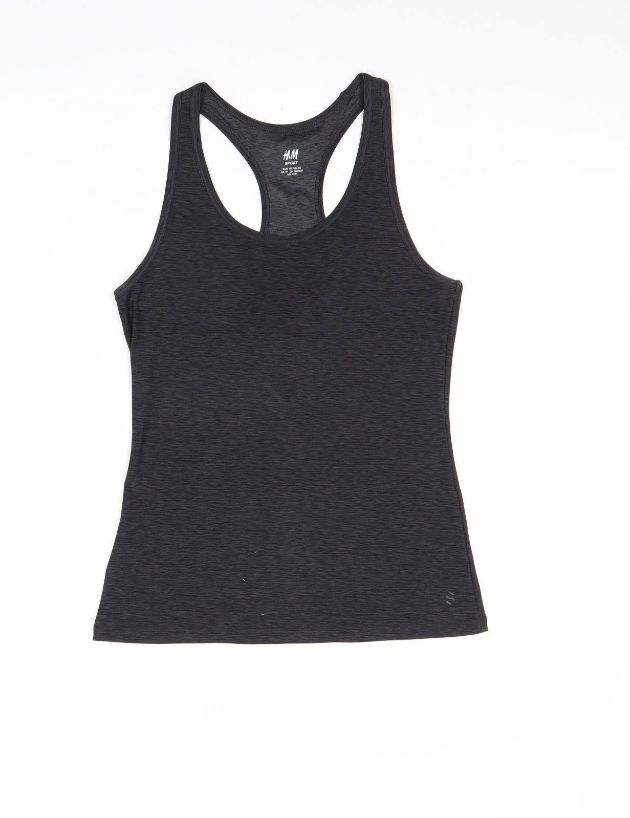 H&M Womens Black Polyester Basic Tank Size XS Round Neck Pullover