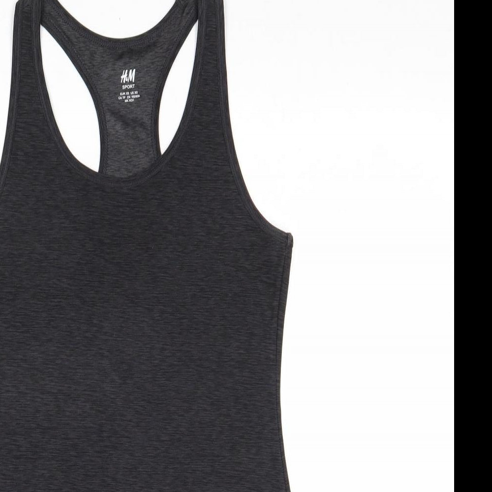 H&M Womens Black Polyester Basic Tank Size XS Round Neck Pullover