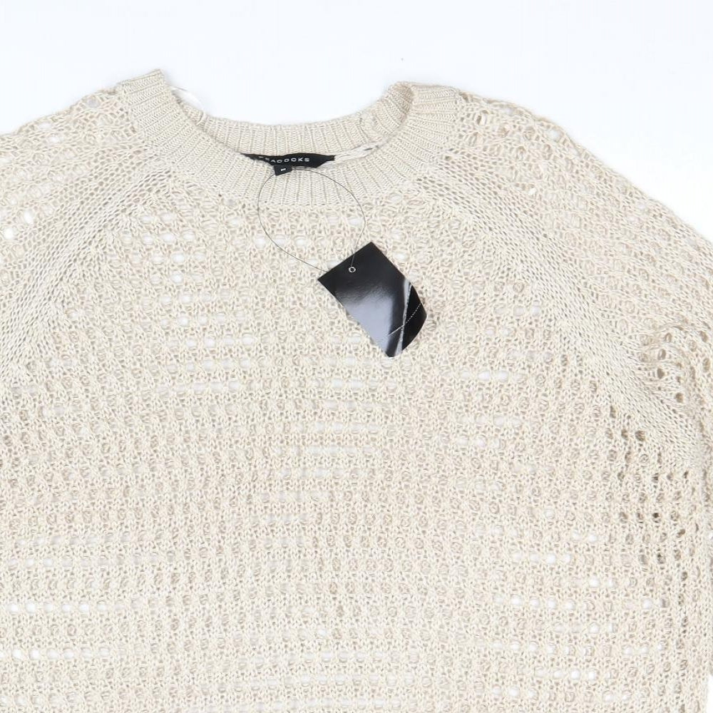 Peacocks Womens Gold Round Neck Acrylic Pullover Jumper Size M