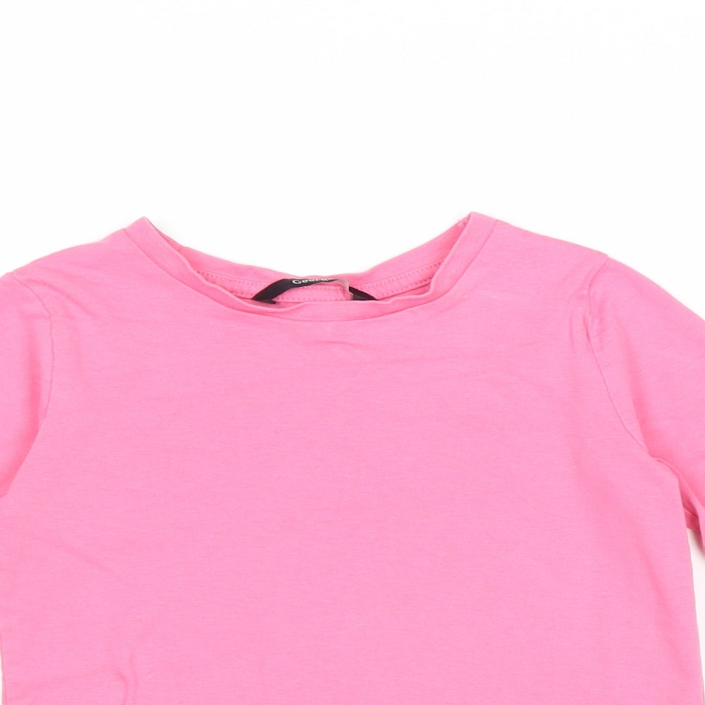 George Girls Pink 100% Cotton Basic T-Shirt Size 5-6 Years Round Neck Pullover
