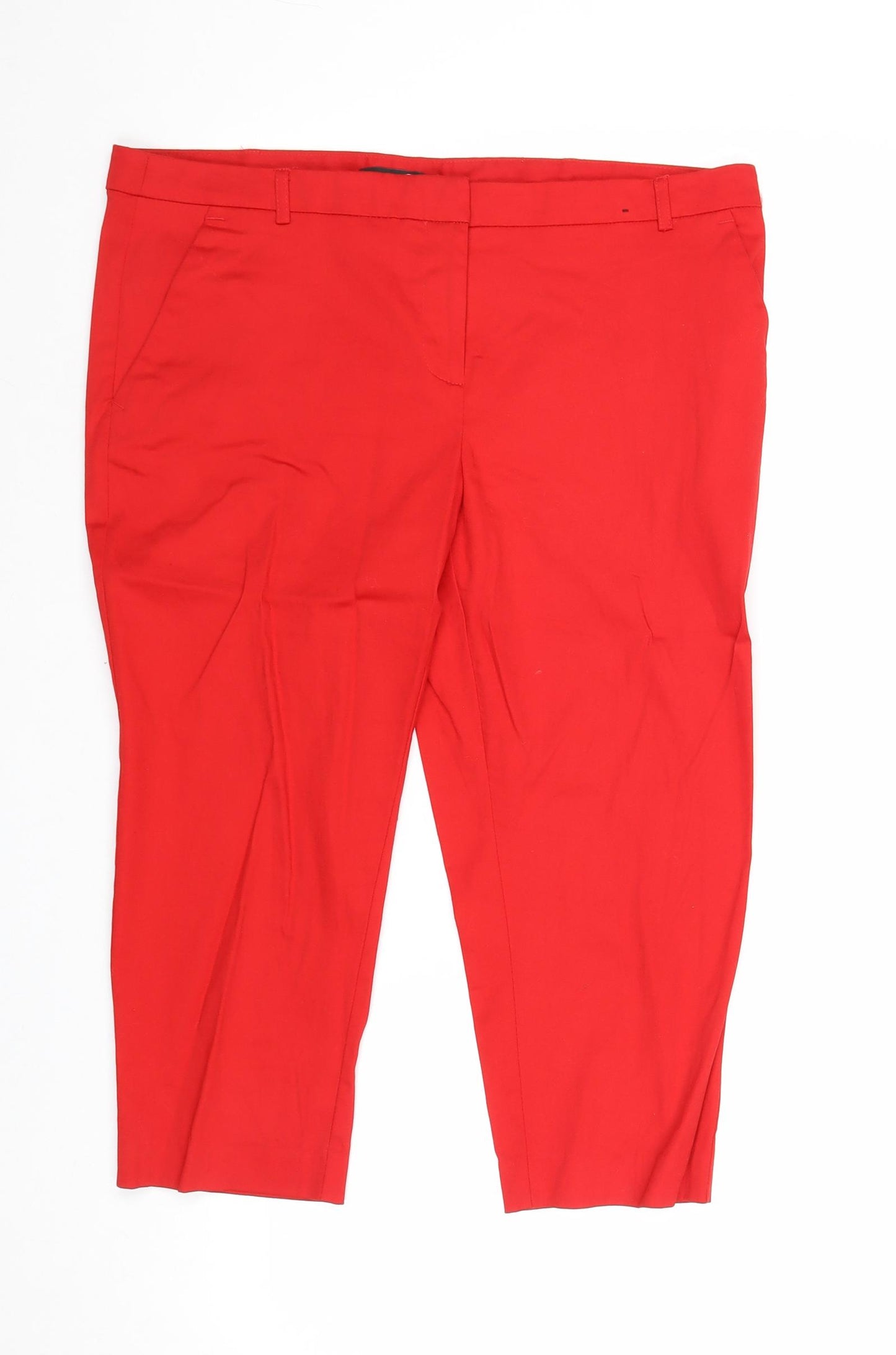 Atmosphere Womens Red Cotton Cropped Trousers Size 14 Regular Zip
