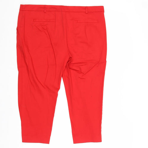 Atmosphere Womens Red Cotton Cropped Trousers Size 14 Regular Zip
