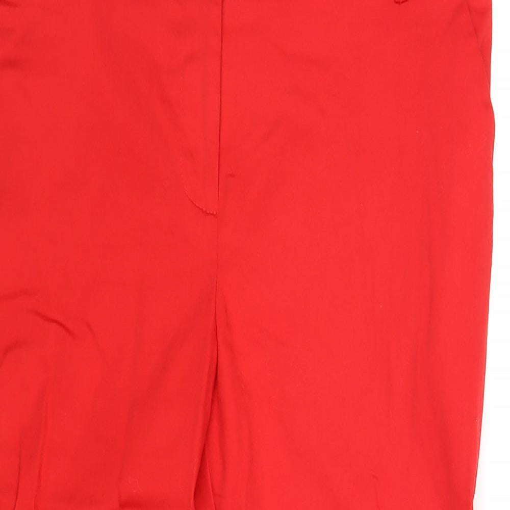 Atmosphere Womens Red Cotton Cropped Trousers Size 14 Regular Zip
