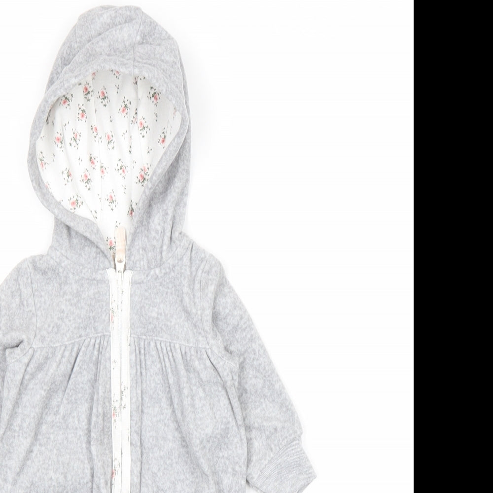 Carters Girls Grey Geometric Polyester Romper One-Piece Size 0-3 Months Zip