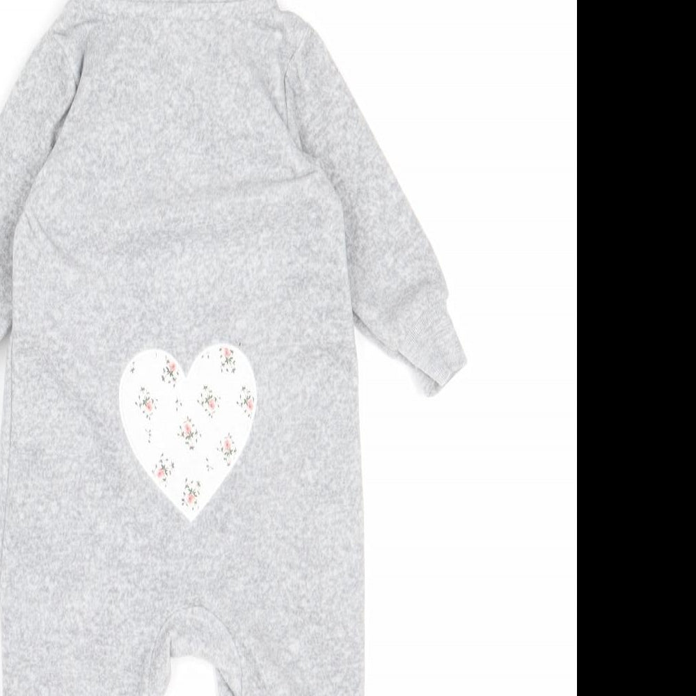 Carters Girls Grey Geometric Polyester Romper One-Piece Size 0-3 Months Zip