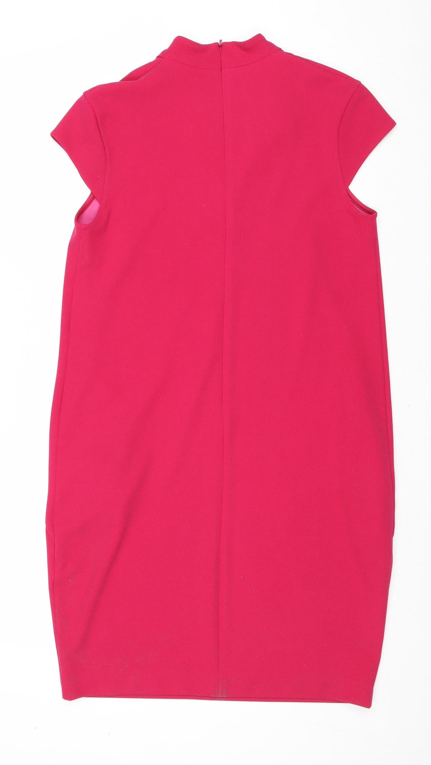 Roman Womens Pink Polyester A-Line Size 10 V-Neck Zip