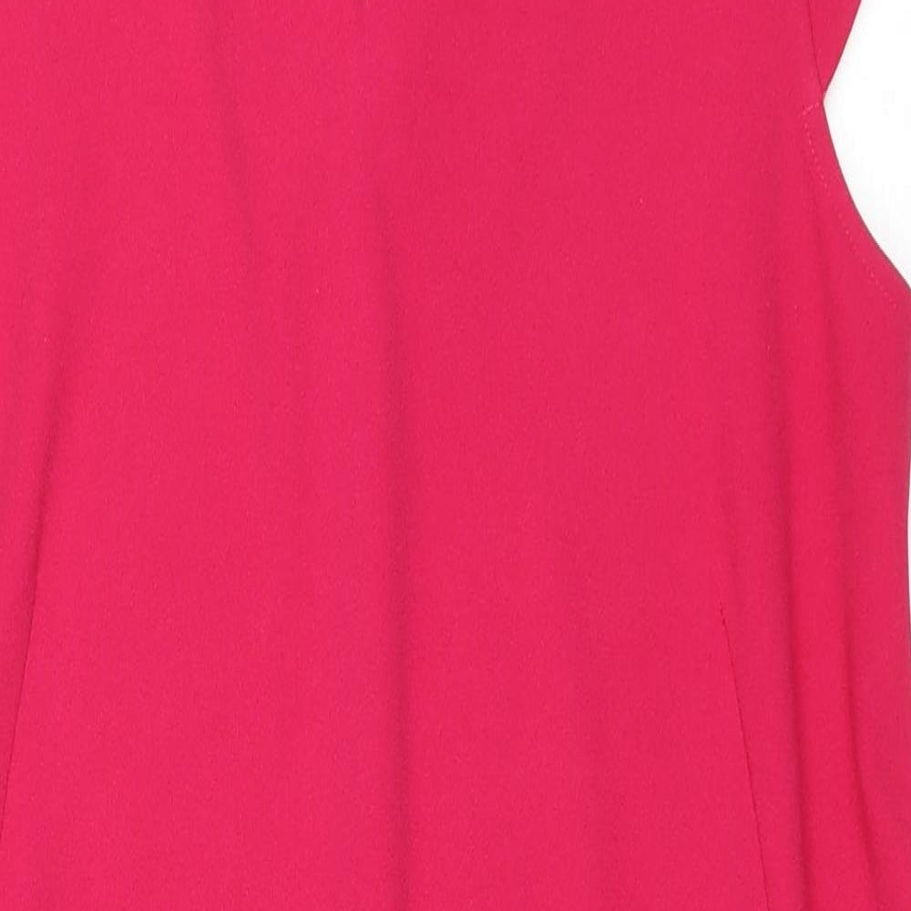 Roman Womens Pink Polyester A-Line Size 10 V-Neck Zip