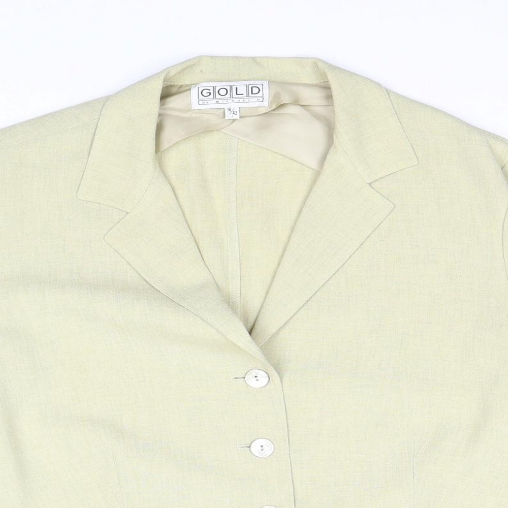 Gold Womens Yellow Jacket Blazer Size 16 Buckle