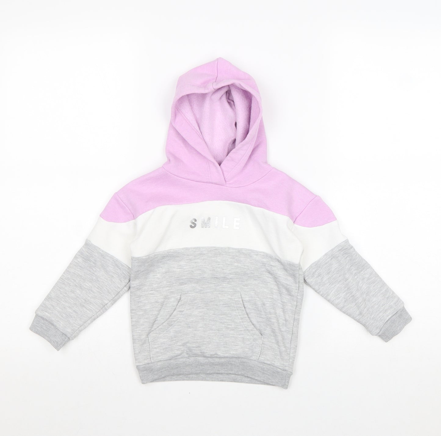 Matalan Girls Grey Striped Polyester Pullover Hoodie Size 2-3 Years Pullover - Smile