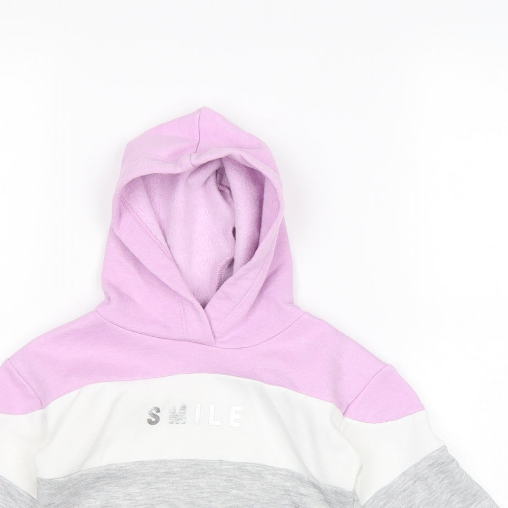 Matalan Girls Grey Striped Polyester Pullover Hoodie Size 2-3 Years Pullover - Smile