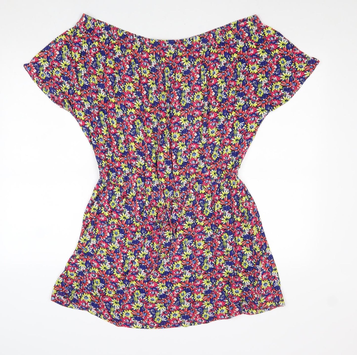 Resort Womens Multicoloured Geometric Viscose A-Line Size 18 Off the Shoulder Pullover