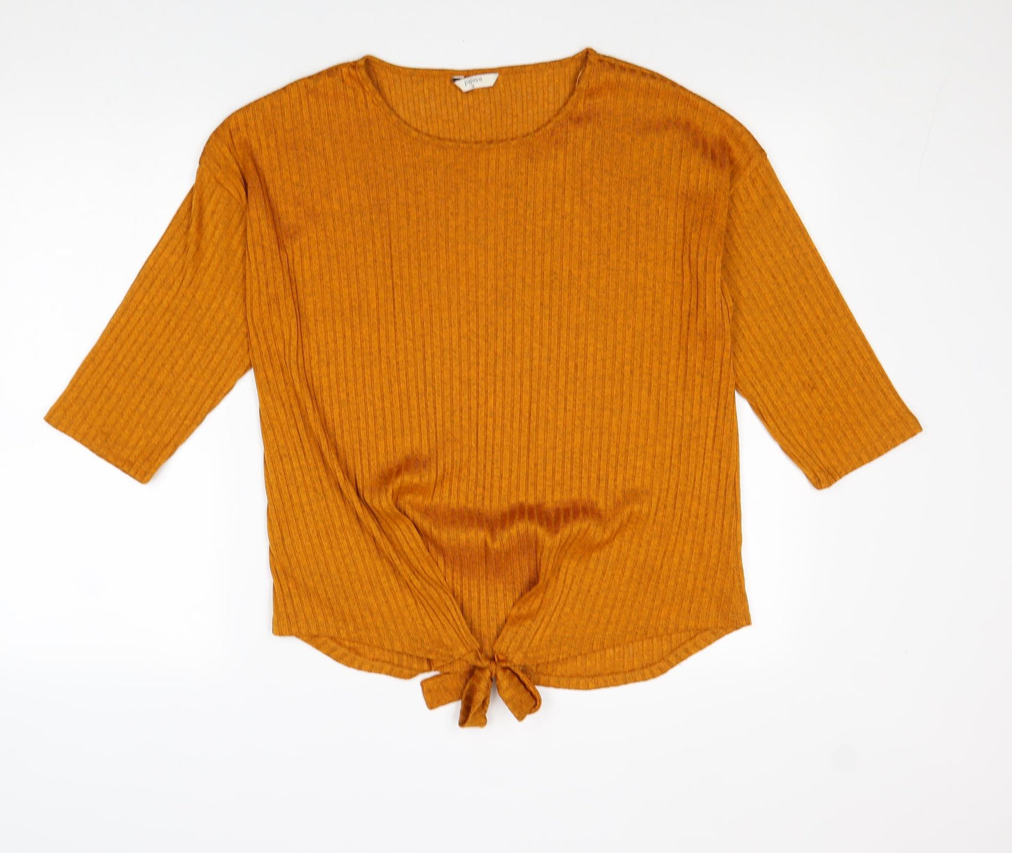 Papaya Womens Orange Polyester Basic T-Shirt Size 16 Round Neck - Knot Front