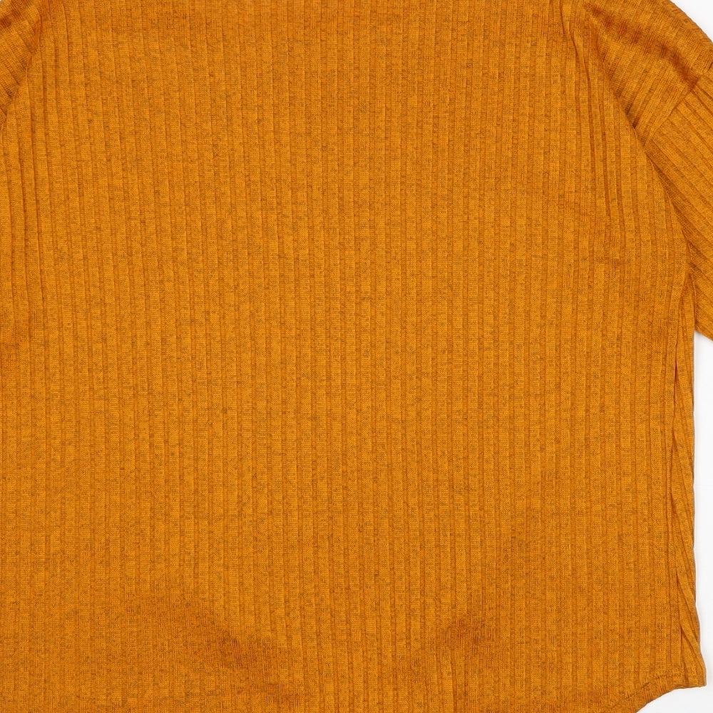 Papaya Womens Orange Polyester Basic T-Shirt Size 16 Round Neck - Knot Front