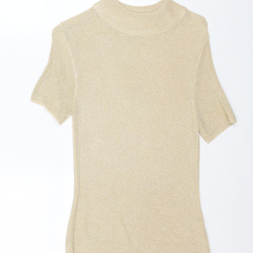 Marks and Spencer Womens Gold Round Neck Viscose Pullover Jumper Size 10