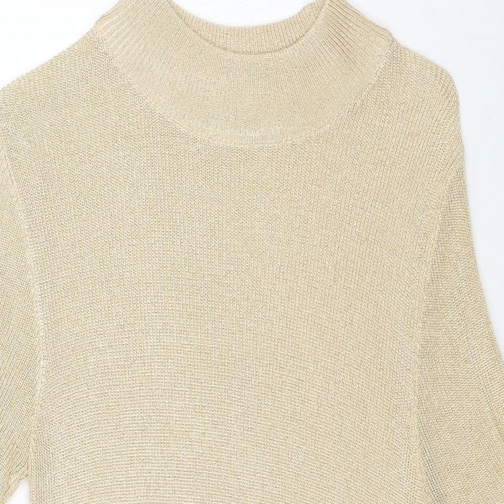 Marks and Spencer Womens Gold Round Neck Viscose Pullover Jumper Size 10