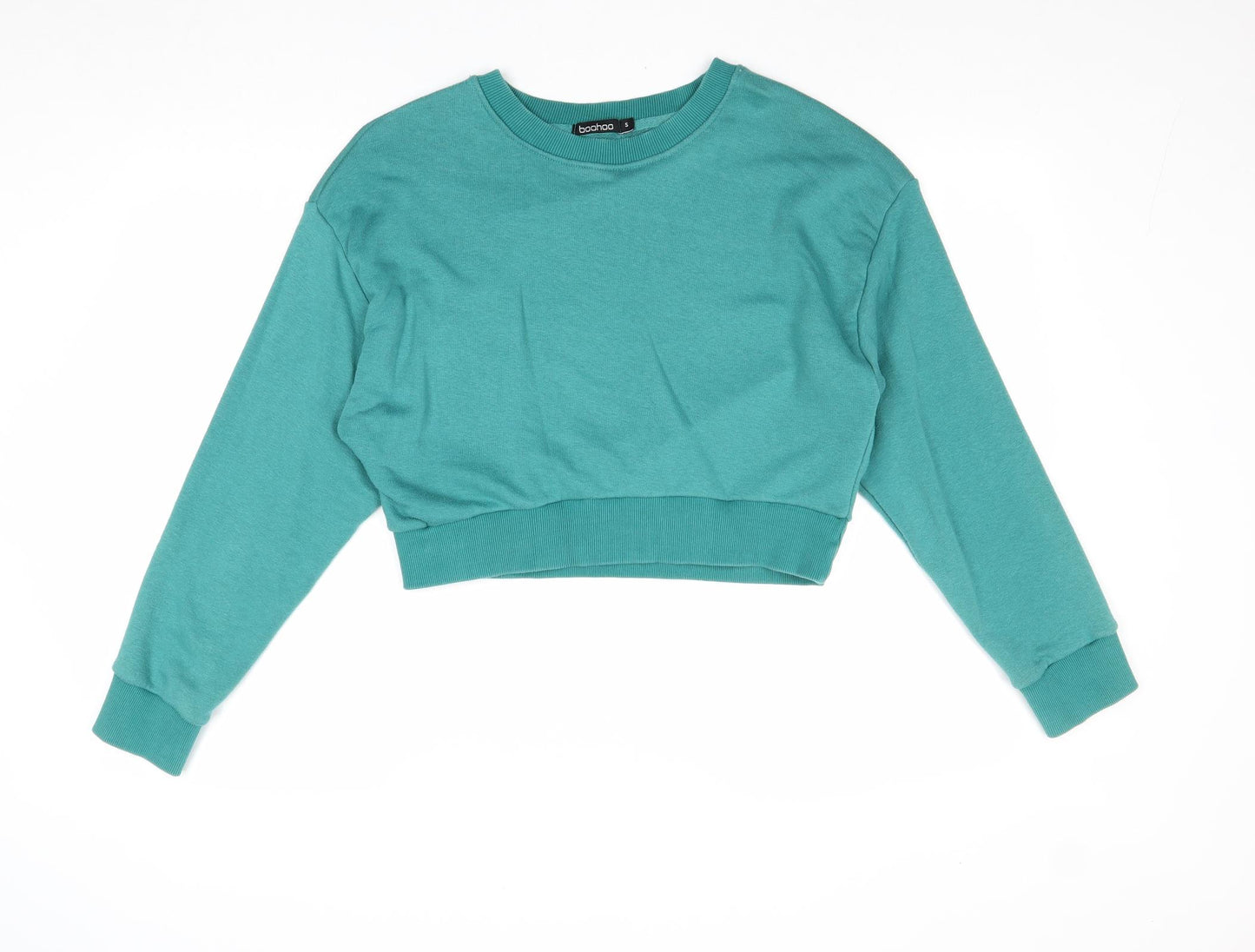 Boohoo Womens Green Polyester Pullover Sweatshirt Size S Pullover