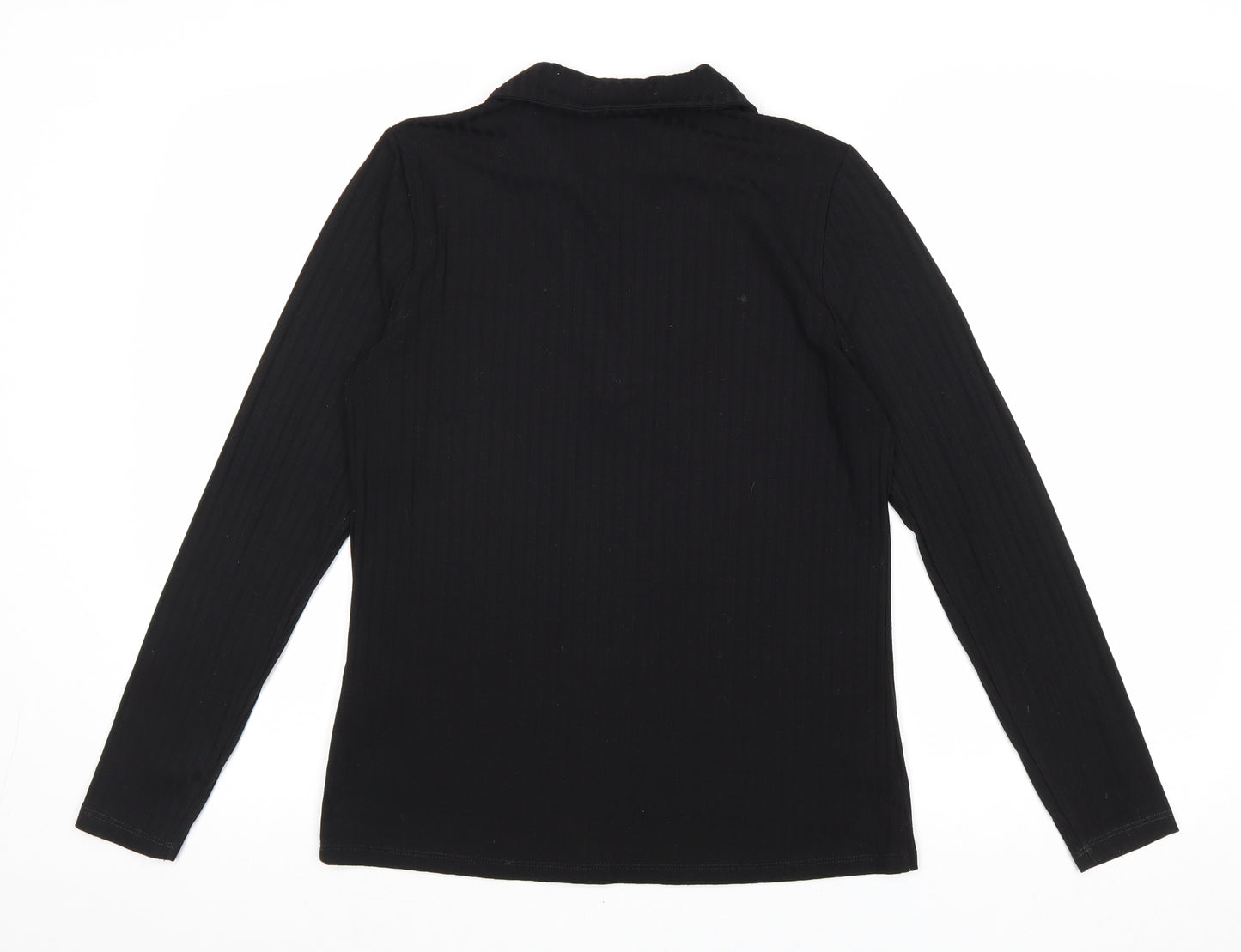 Papaya Womens Black Polyester Basic T-Shirt Size 12 Collared