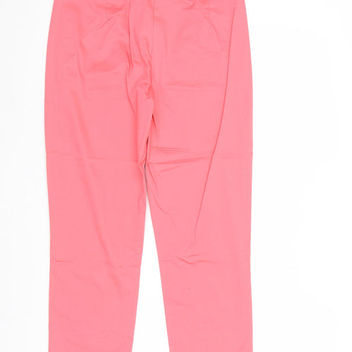 Marks and Spencer Womens Pink Cotton Chino Trousers Size 8 Regular Zip