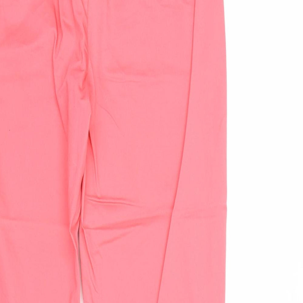 Marks and Spencer Womens Pink Cotton Chino Trousers Size 8 Regular Zip