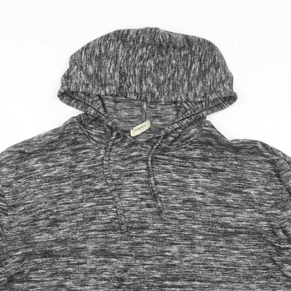 Papaya Womens Grey Viscose Pullover Hoodie Size M Pullover