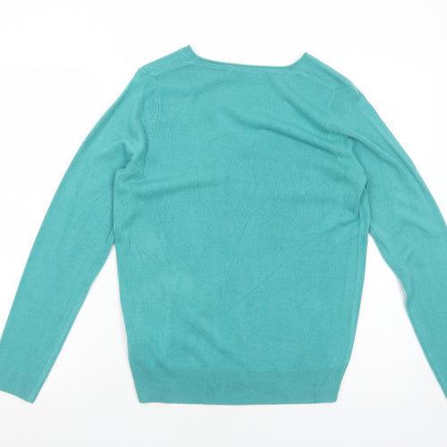 Marks and Spencer Womens Green V-Neck Acrylic Pullover Jumper Size 10