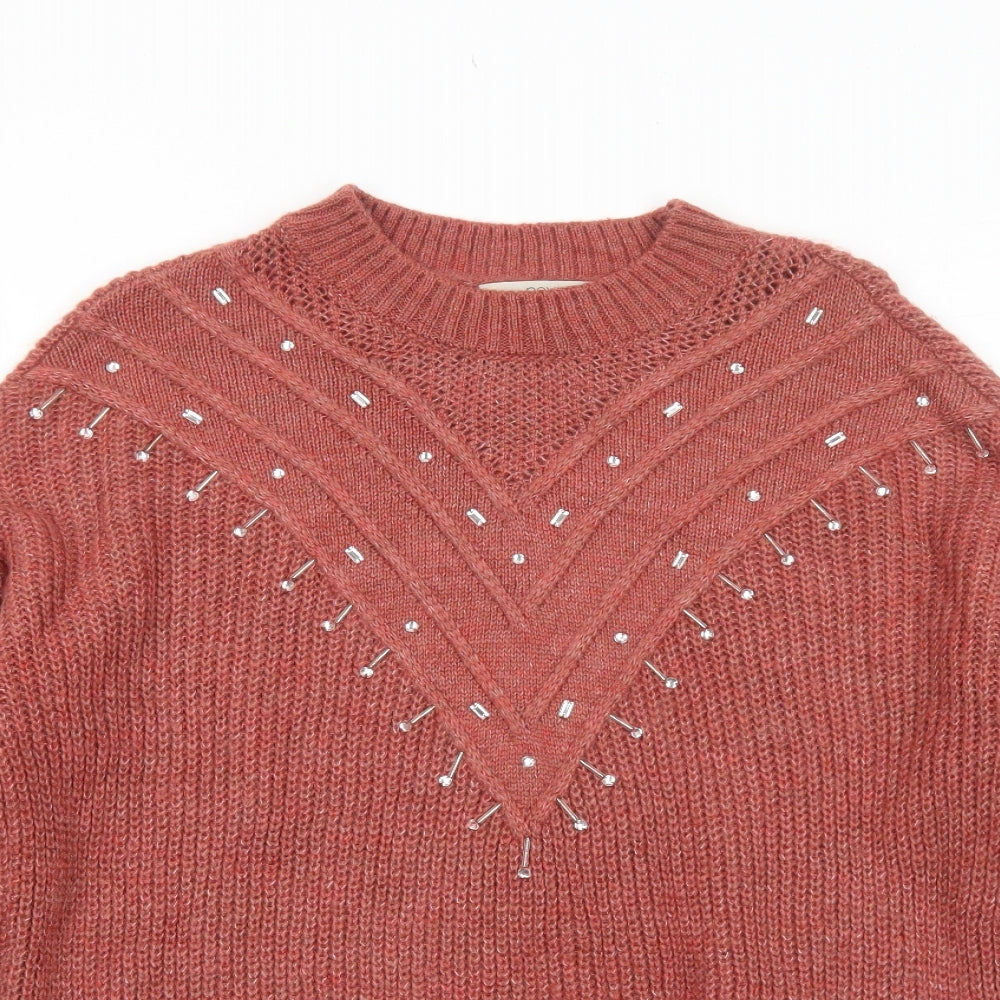 NEXT Womens Red Round Neck Acrylic Pullover Jumper Size M