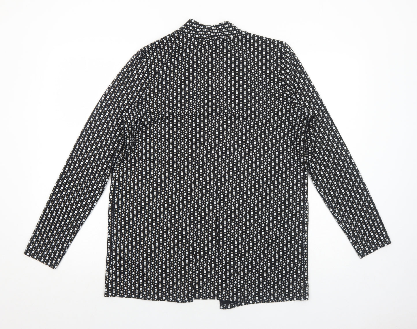 H&M Womens Black V-Neck Geometric Polyester Cardigan Jumper Size S