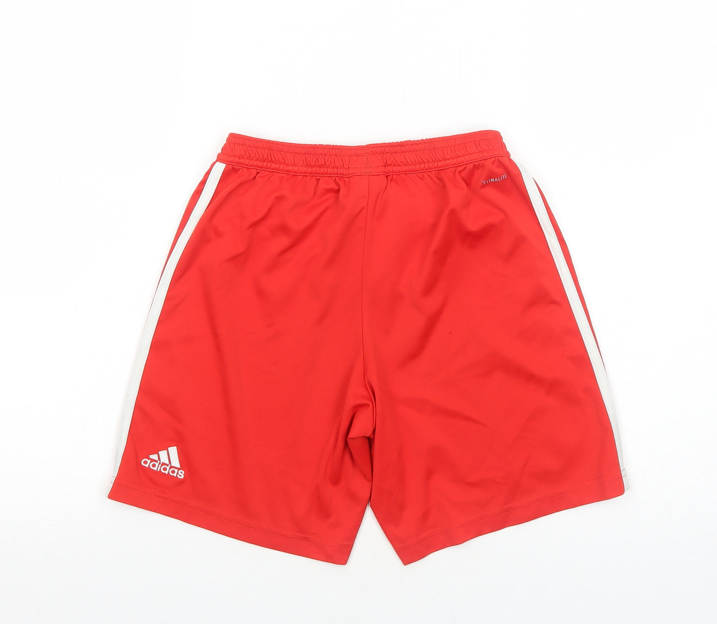adidas Boys Red Striped Polyester Sweat Shorts Size 11-12 Years Regular Drawstring - Welsh Flag