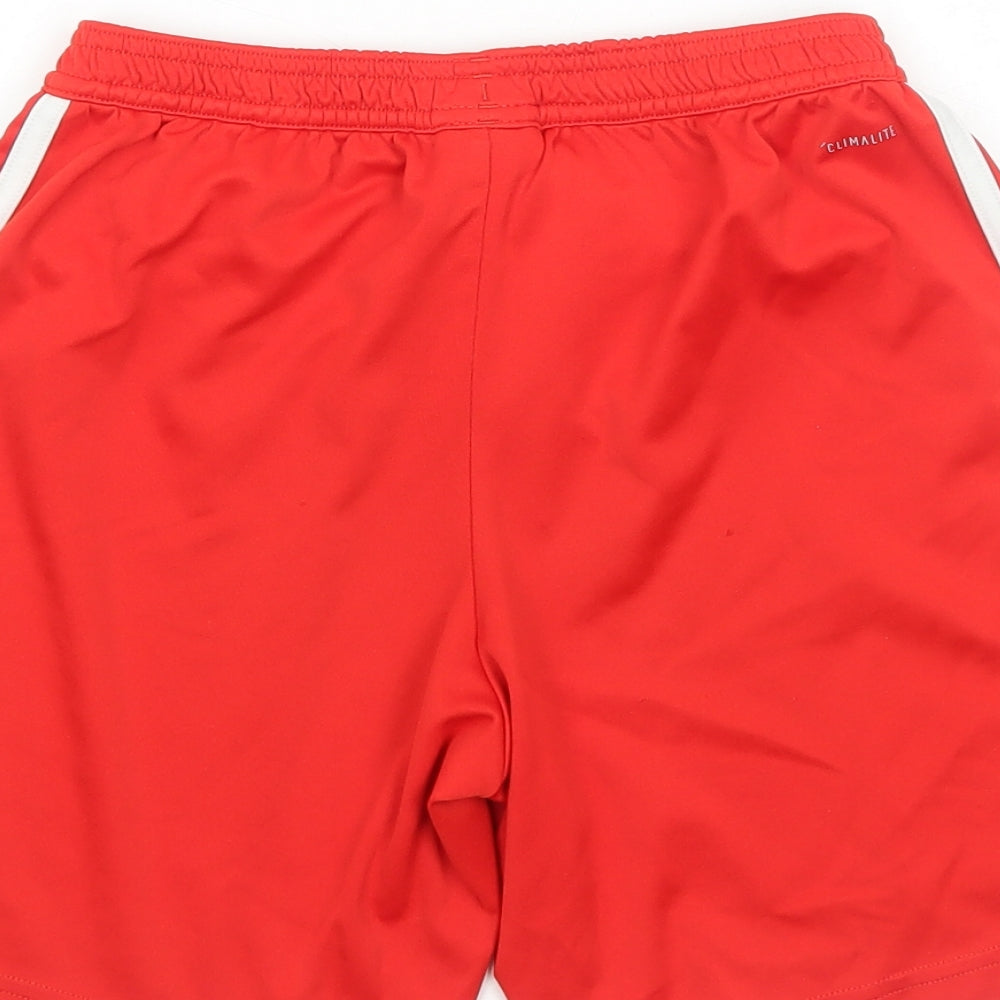 adidas Boys Red Striped Polyester Sweat Shorts Size 11-12 Years Regular Drawstring - Welsh Flag