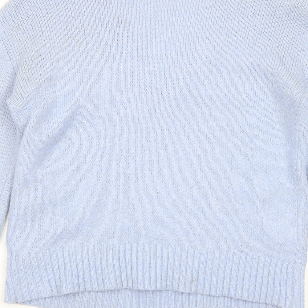 New Look Womens Blue V-Neck Acrylic Pullover Jumper Size 12