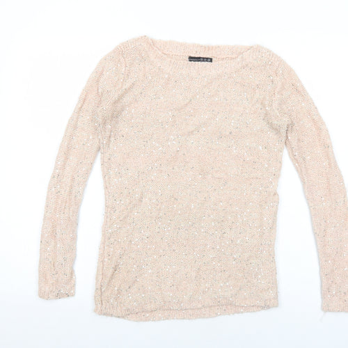 Atmosphere Womens Pink Boat Neck Acrylic Pullover Jumper Size 10