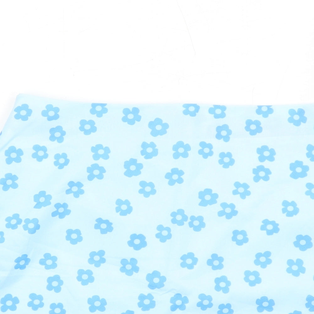 SheIn Womens Blue Floral Polyester Mini Skirt Size M Zip