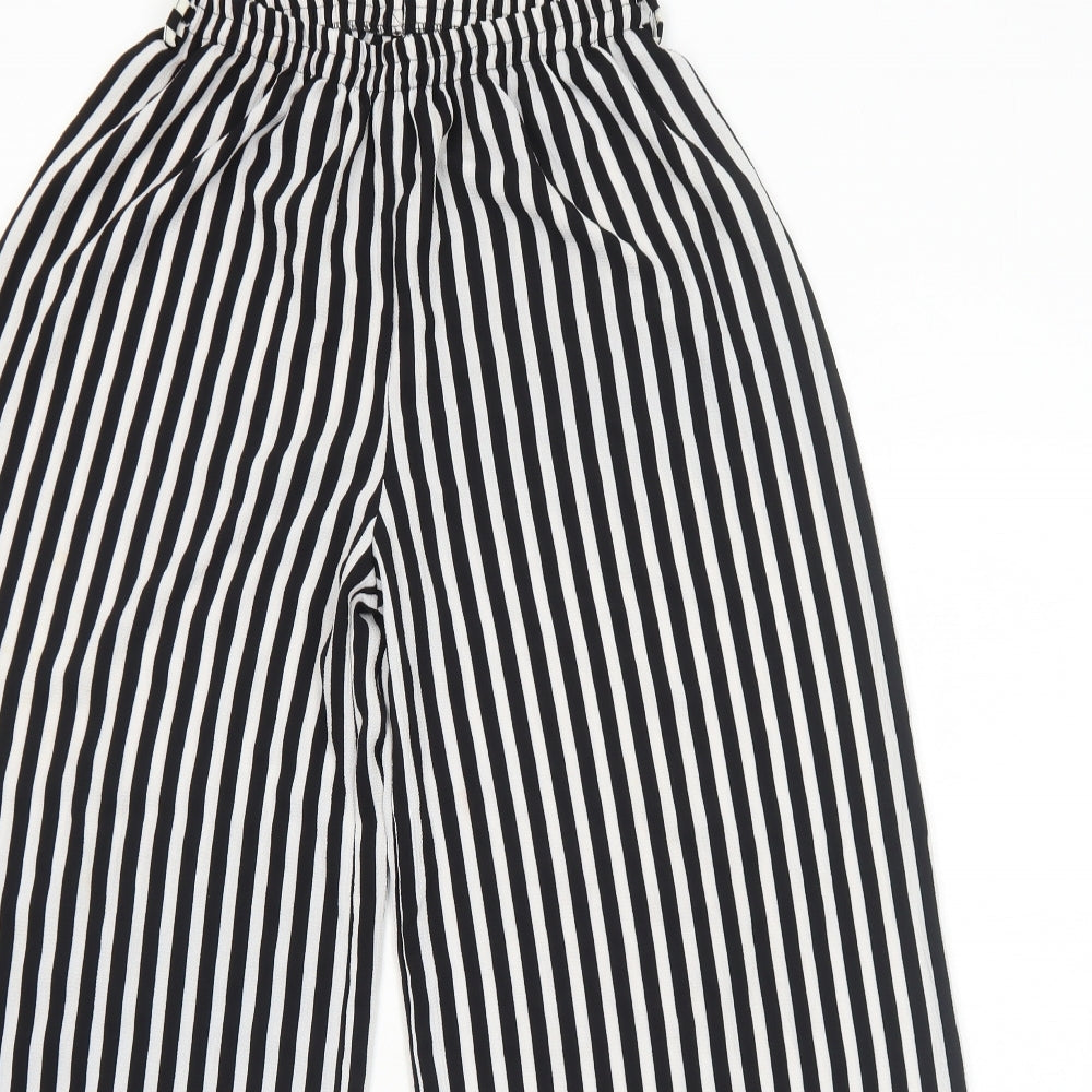 Preworn Womens Black Striped Viscose Trousers Size 10 Regular