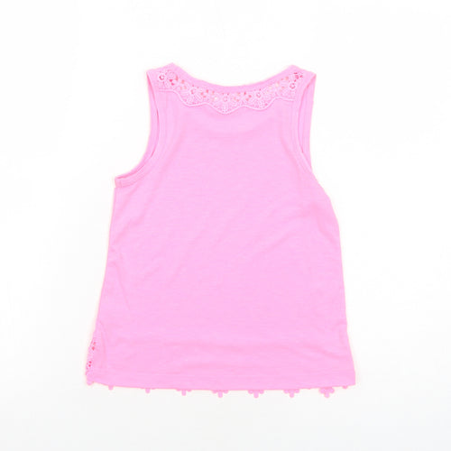 Matalan Girls Pink Cotton Basic Tank Size 7 Years Round Neck Pullover
