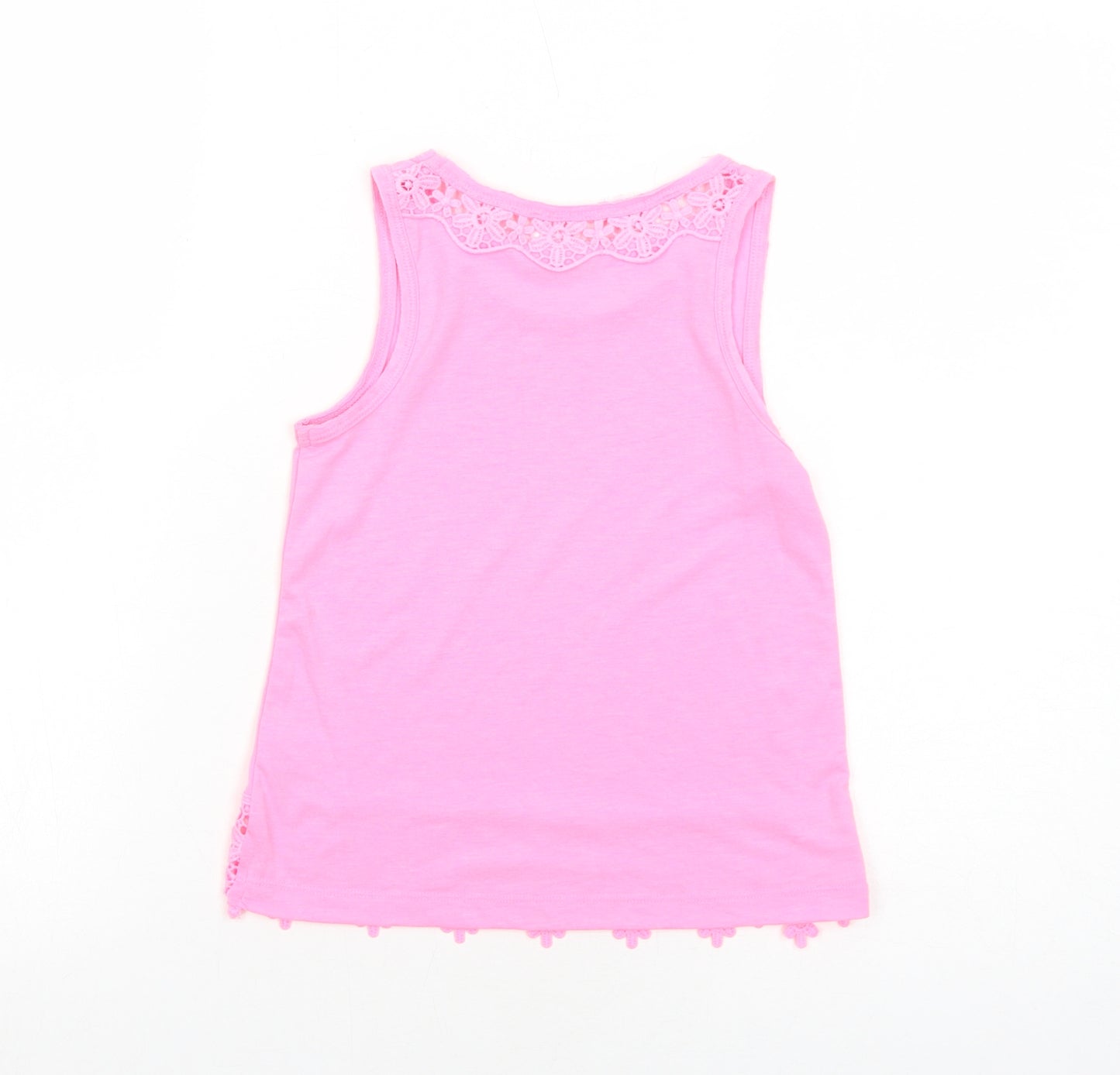 Matalan Girls Pink Cotton Basic Tank Size 7 Years Round Neck Pullover