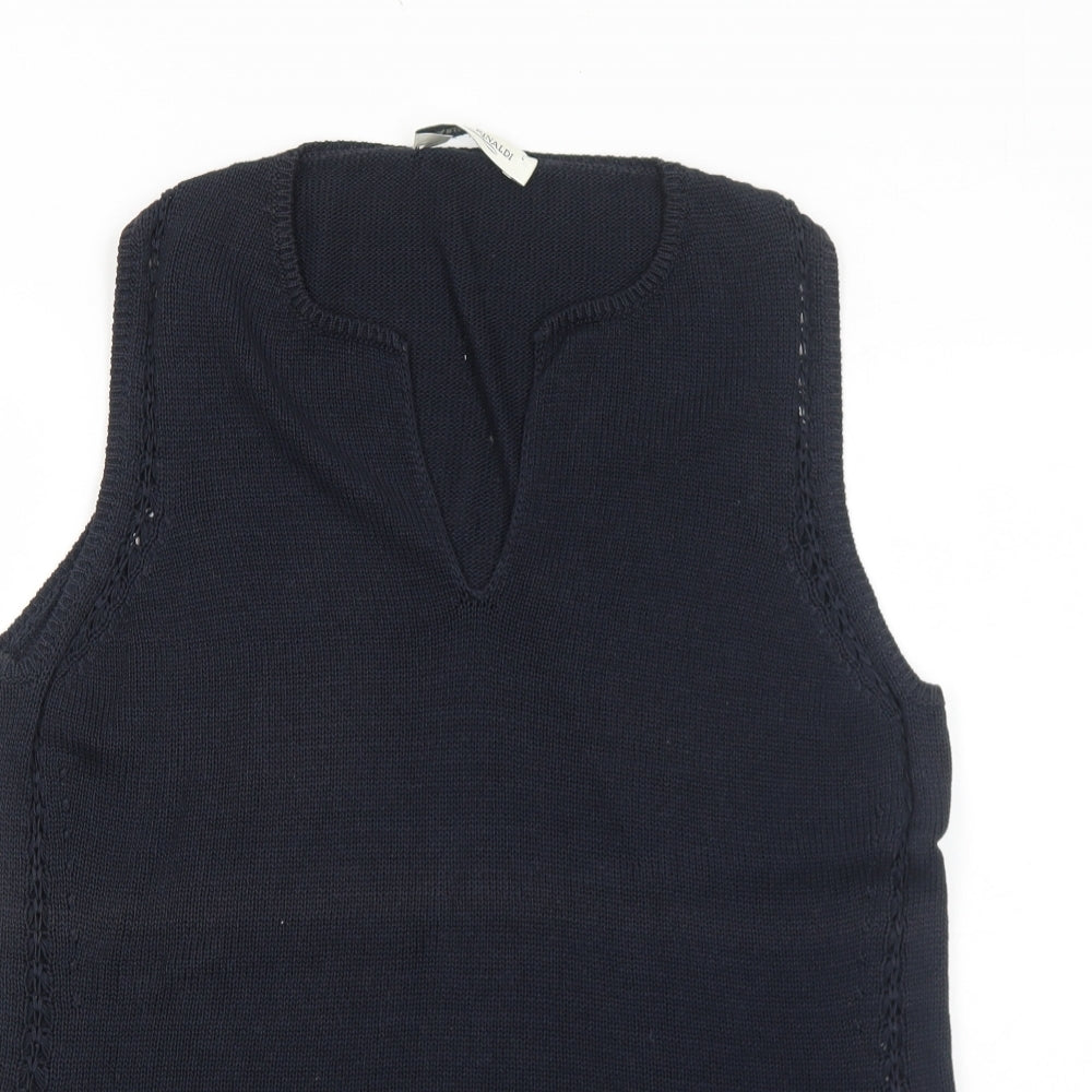 Marina Rinaldi Womens Black V-Neck Cotton Pullover Jumper Size L