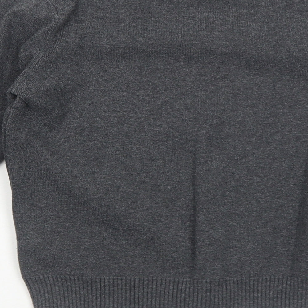 Marks and Spencer Boys Grey V-Neck Cotton Pullover Jumper Size 9-10 Years Pullover